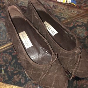 mancini suede brown flats